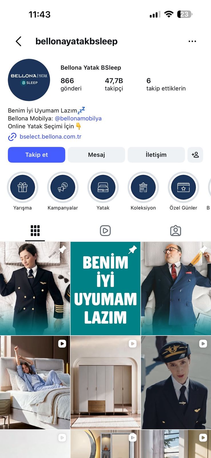 Instagram profil ekranı